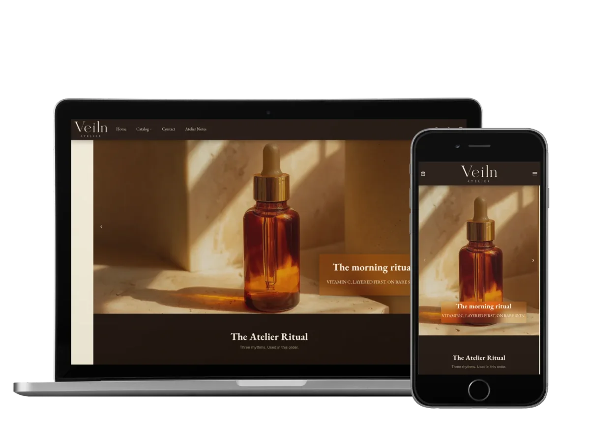 veiln.store — desktop and mobile preview